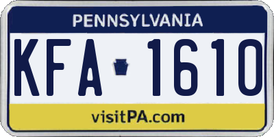 PA license plate KFA1610