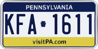 PA license plate KFA1611