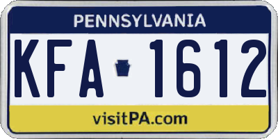 PA license plate KFA1612