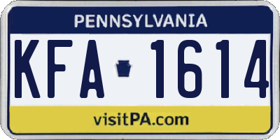 PA license plate KFA1614