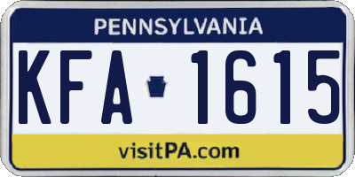 PA license plate KFA1615