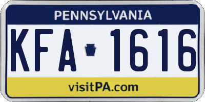 PA license plate KFA1616