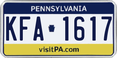 PA license plate KFA1617