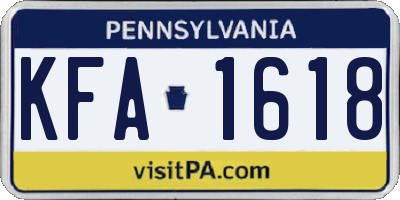 PA license plate KFA1618