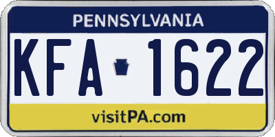 PA license plate KFA1622