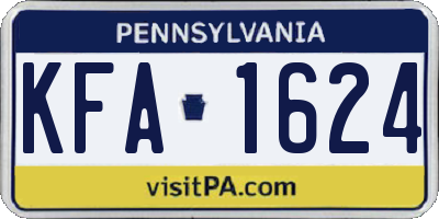 PA license plate KFA1624
