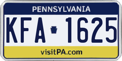PA license plate KFA1625