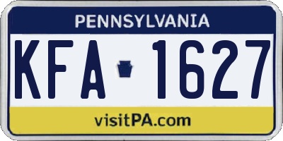 PA license plate KFA1627