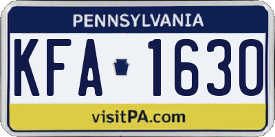PA license plate KFA1630