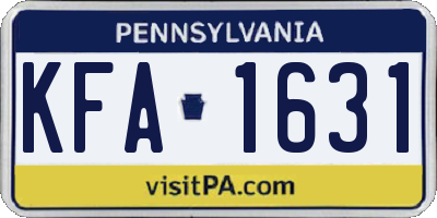 PA license plate KFA1631