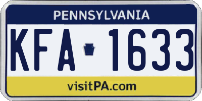 PA license plate KFA1633