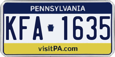 PA license plate KFA1635