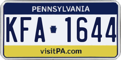 PA license plate KFA1644
