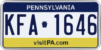 PA license plate KFA1646
