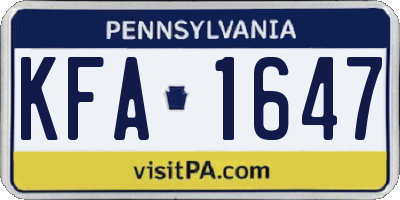PA license plate KFA1647