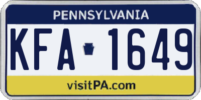 PA license plate KFA1649