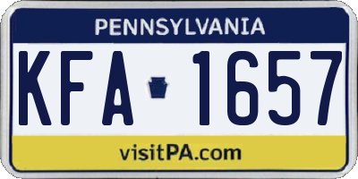 PA license plate KFA1657
