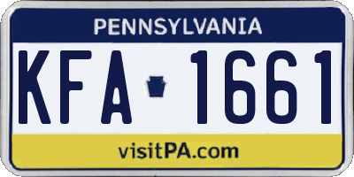 PA license plate KFA1661
