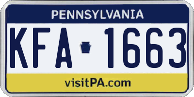 PA license plate KFA1663