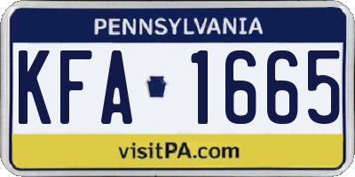PA license plate KFA1665