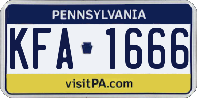 PA license plate KFA1666