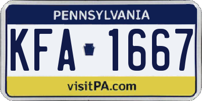 PA license plate KFA1667