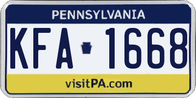 PA license plate KFA1668