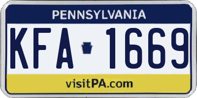 PA license plate KFA1669
