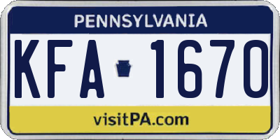 PA license plate KFA1670