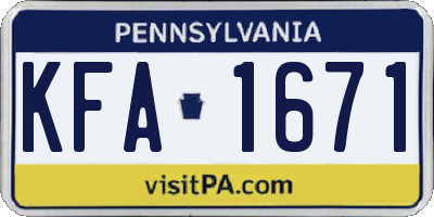 PA license plate KFA1671