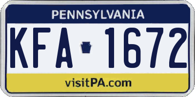 PA license plate KFA1672