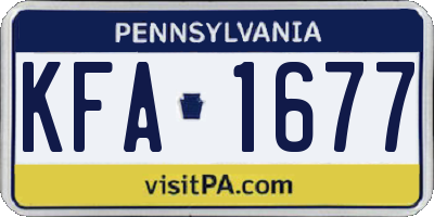 PA license plate KFA1677
