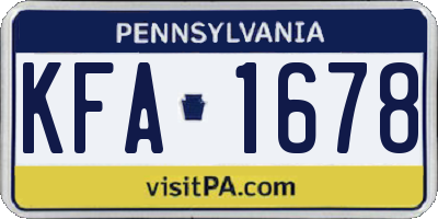PA license plate KFA1678