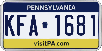 PA license plate KFA1681