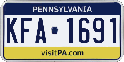 PA license plate KFA1691