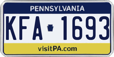 PA license plate KFA1693