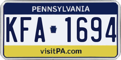 PA license plate KFA1694