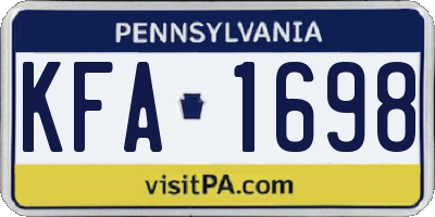 PA license plate KFA1698