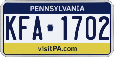 PA license plate KFA1702