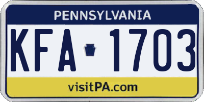 PA license plate KFA1703
