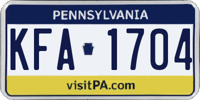 PA license plate KFA1704