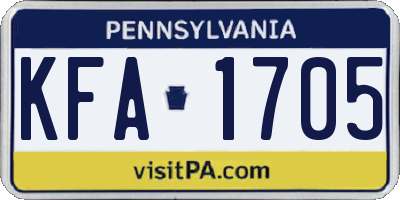 PA license plate KFA1705