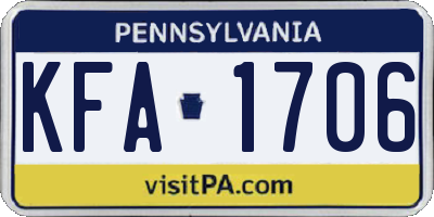 PA license plate KFA1706
