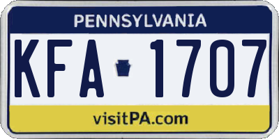 PA license plate KFA1707