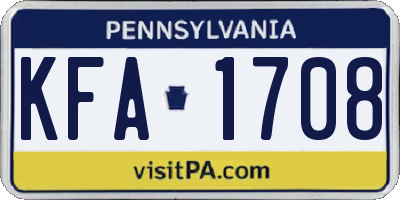 PA license plate KFA1708