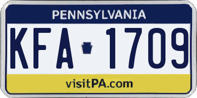 PA license plate KFA1709