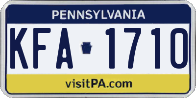 PA license plate KFA1710