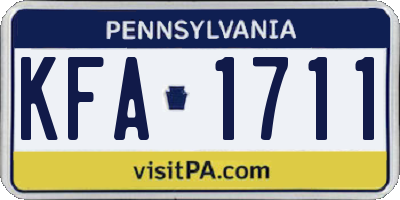 PA license plate KFA1711