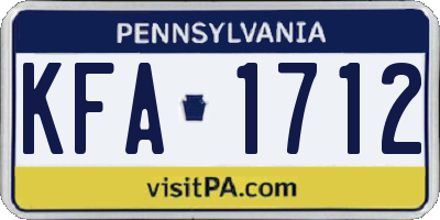 PA license plate KFA1712