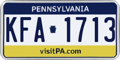 PA license plate KFA1713